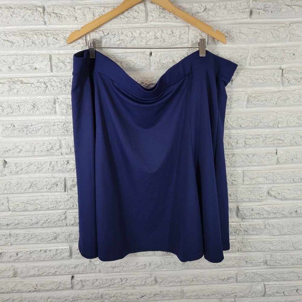 Isaac Mizrahi Live Womens Skirt 3XP Plus Size Blue Knit Mini Flare BLU205E
